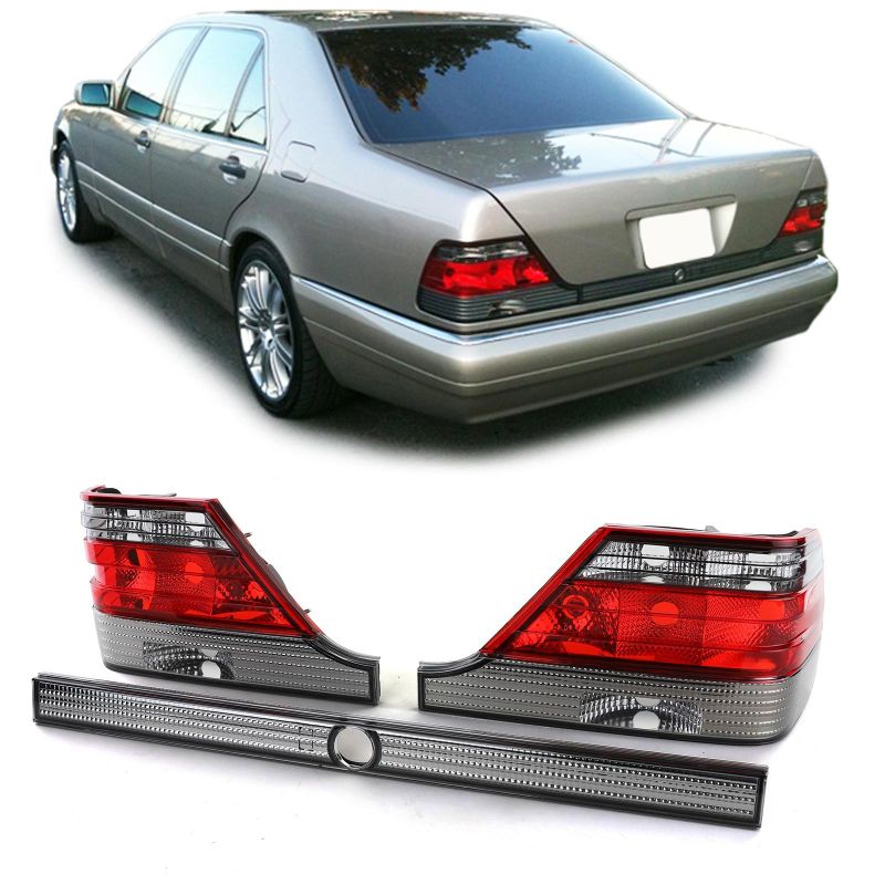 Coppia Fanali Posteriori Rosso Nero Mercedes Classe S W140 Facelift 94-98