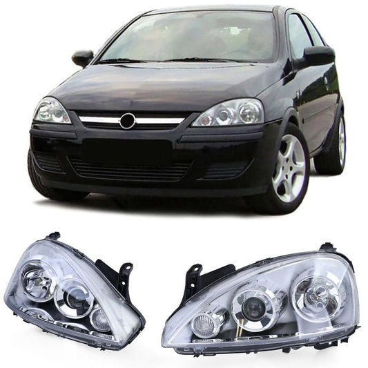 Fari Anteriori Ellissoidali H7/H7 Opel Corsa C 2000-2006 con Motorini