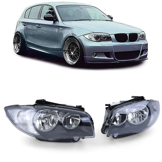 Coppia Fari Anteriori H7/H7 Neri per BMW Serie 1 E81 E82 E87 E88 (dal 2004)