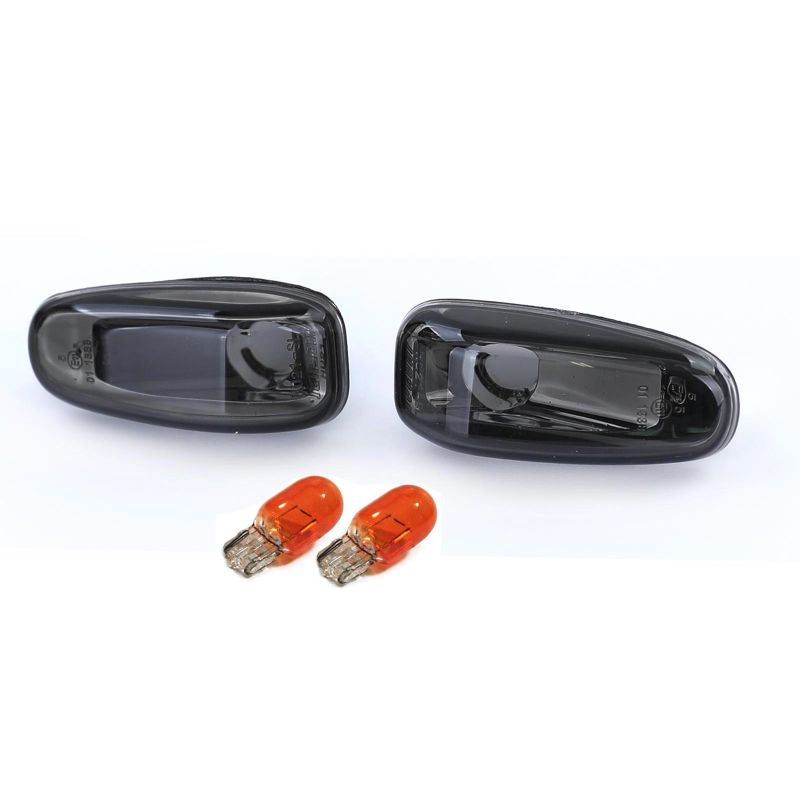 KIT FRECCE LATERALI CLEAR GLASS BLACK SMOKE CON LAMPADINE PER MERCEDES 1995-2003