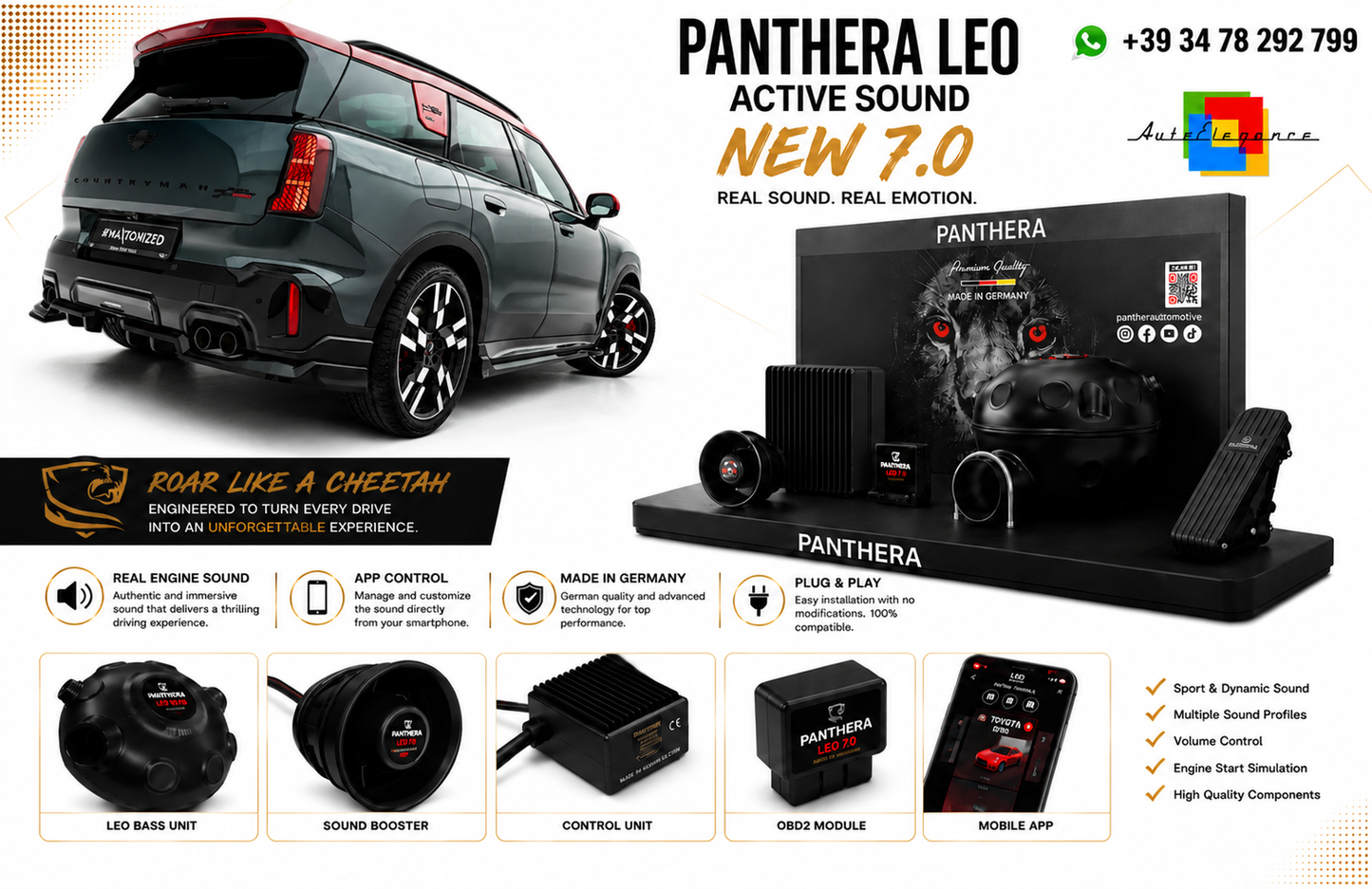 💕ART.2672 PANTHERA Soundsystem Booster 7.0 - Mini Countryman JCW U25💕