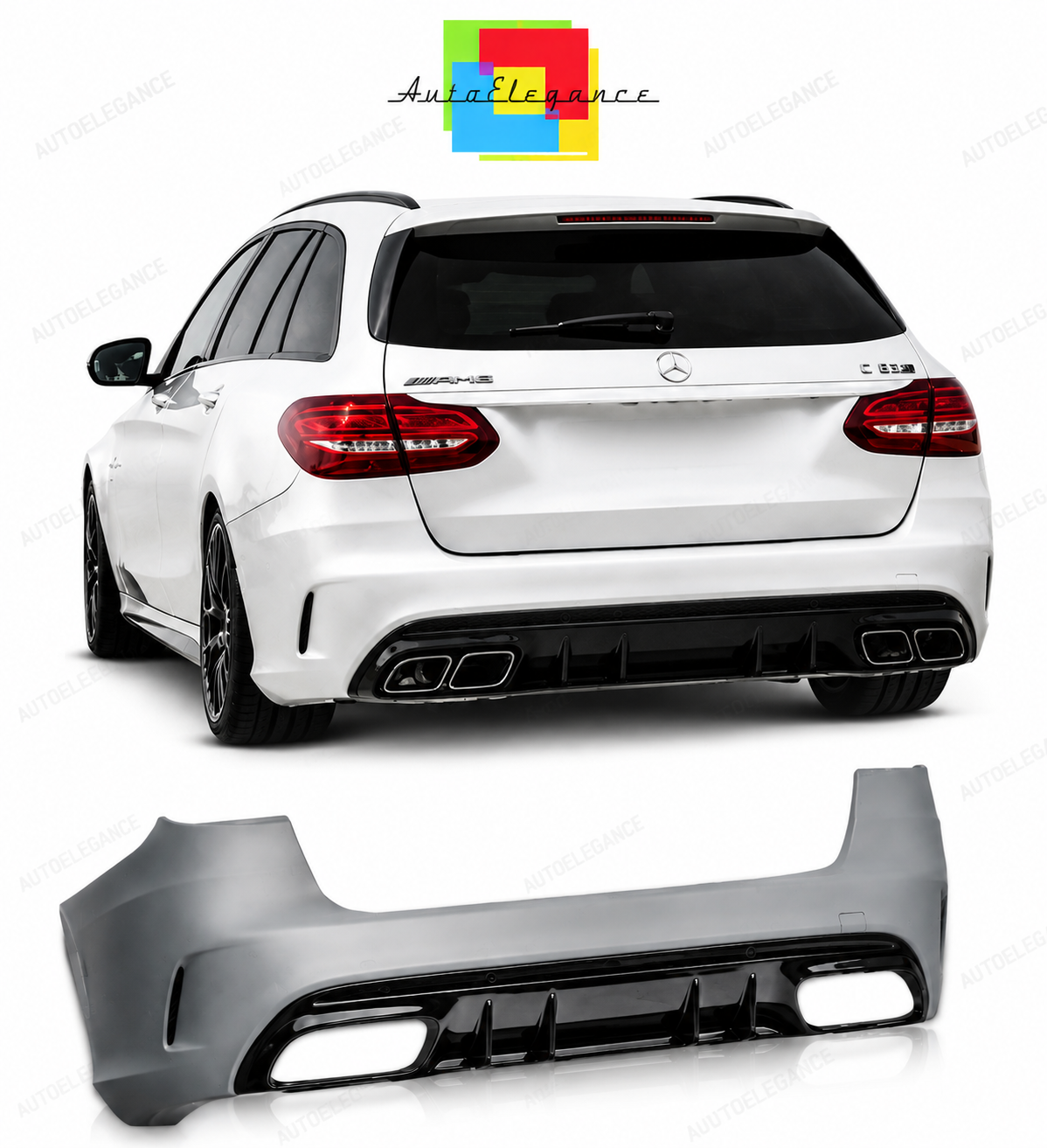 💕PARAURTI POSTERIORE MERCEDES CLASSE C W205 5P 19- LOOK AMG C63💕