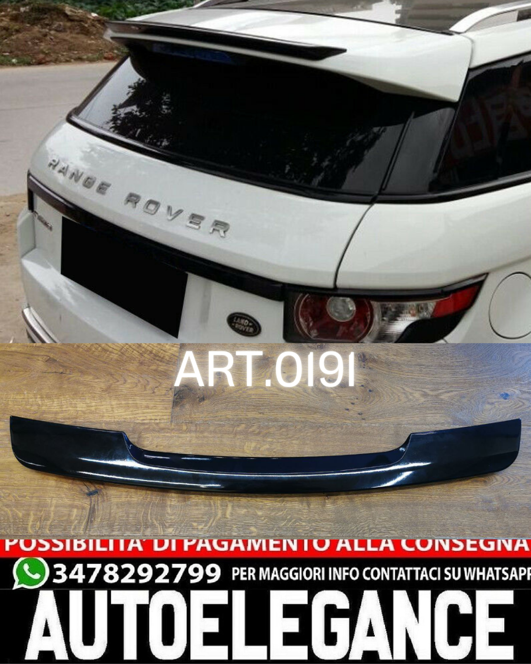 SPOILER POSTERIORE ADATTO PER RANGE ROVER EVOQUE 2011-2015 LOOK NERO LUCIDO
