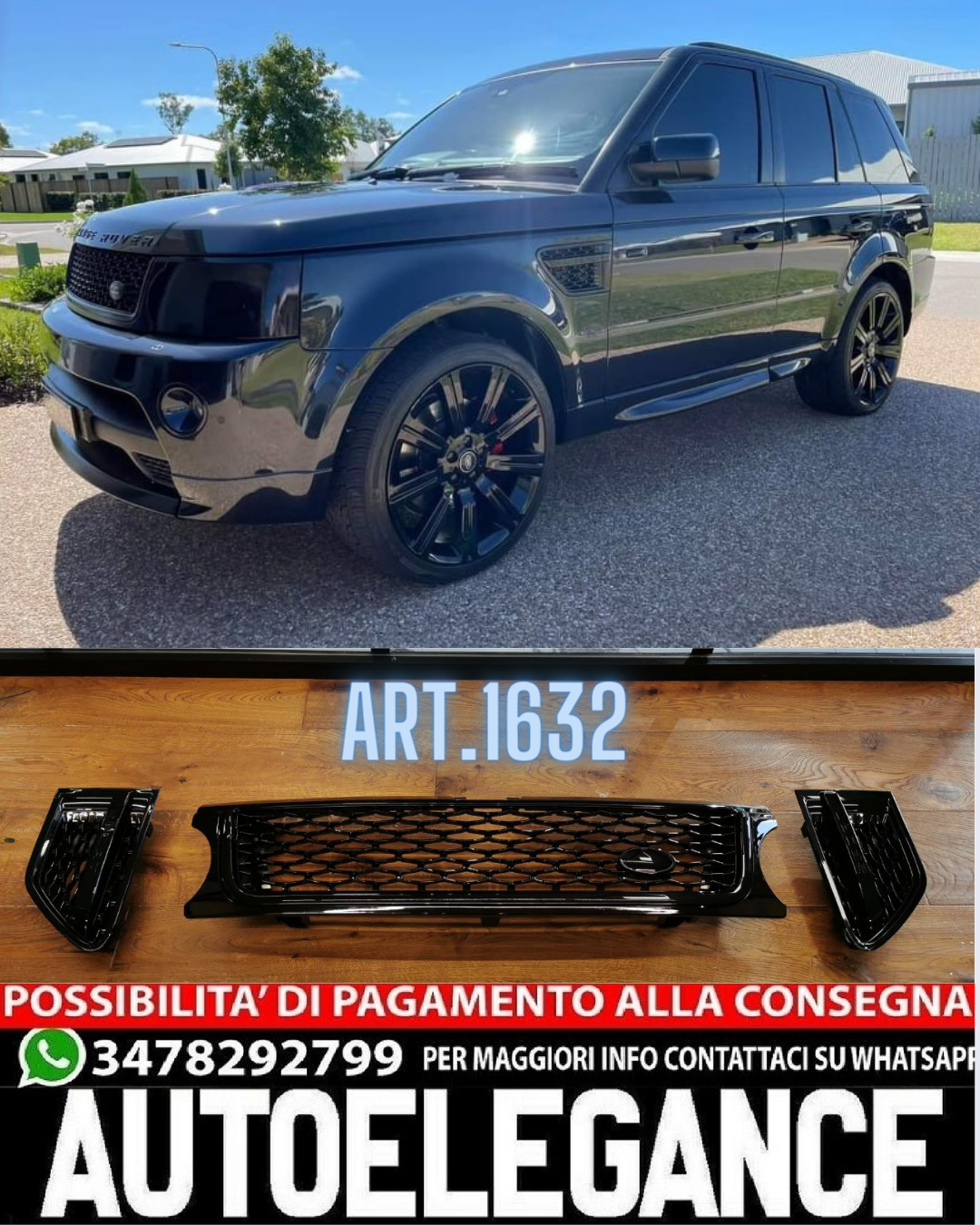 GRILLE SUITABLE FOR RANGE ROVER SPORT L320 LIFT 09-13 AUTOBIOGRAPHY LOOK GLOSSY