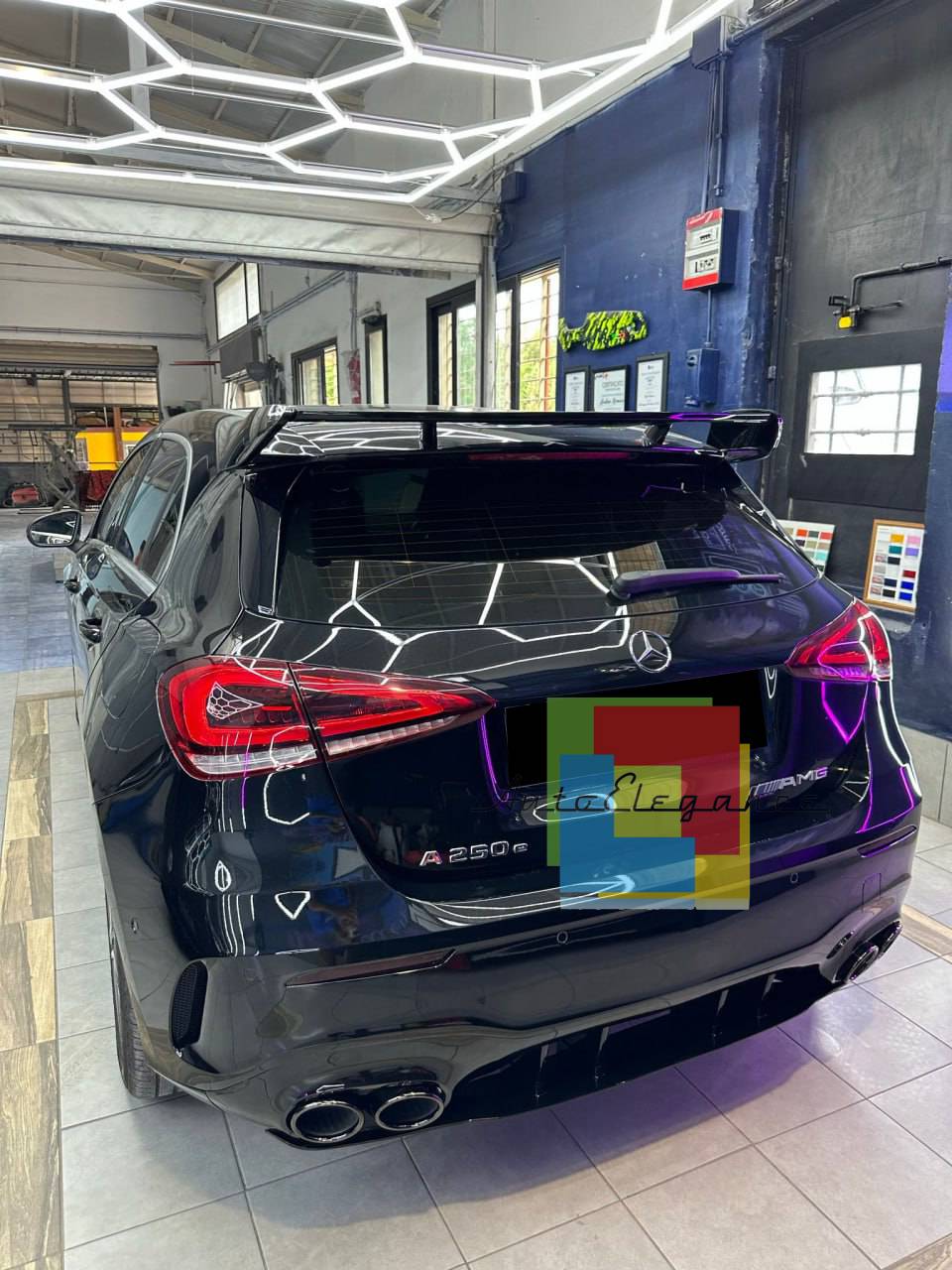 💎DIFFUSORE POSTERIORE PER MERCEDES A W177 AMG SOTTO TERMINALI NERI A45S💎