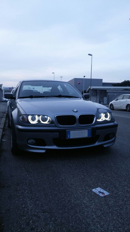 FARI ADATTI PER BMW SERIE 3 E46 2001-2005 ANGEL EYES + DOPPIO KIT LED