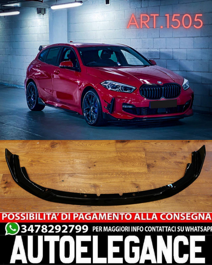 SPLITTER ADATTO PER BMW SERIE 1 F40 MSPORT LOOK NERO LUCIDO CON BAFFI