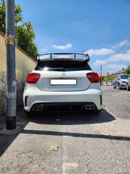 DIFFUSORE ADATTO PER MERCEDES CLASSE A W176 LOOK A45 + TERMINALI CROMATI