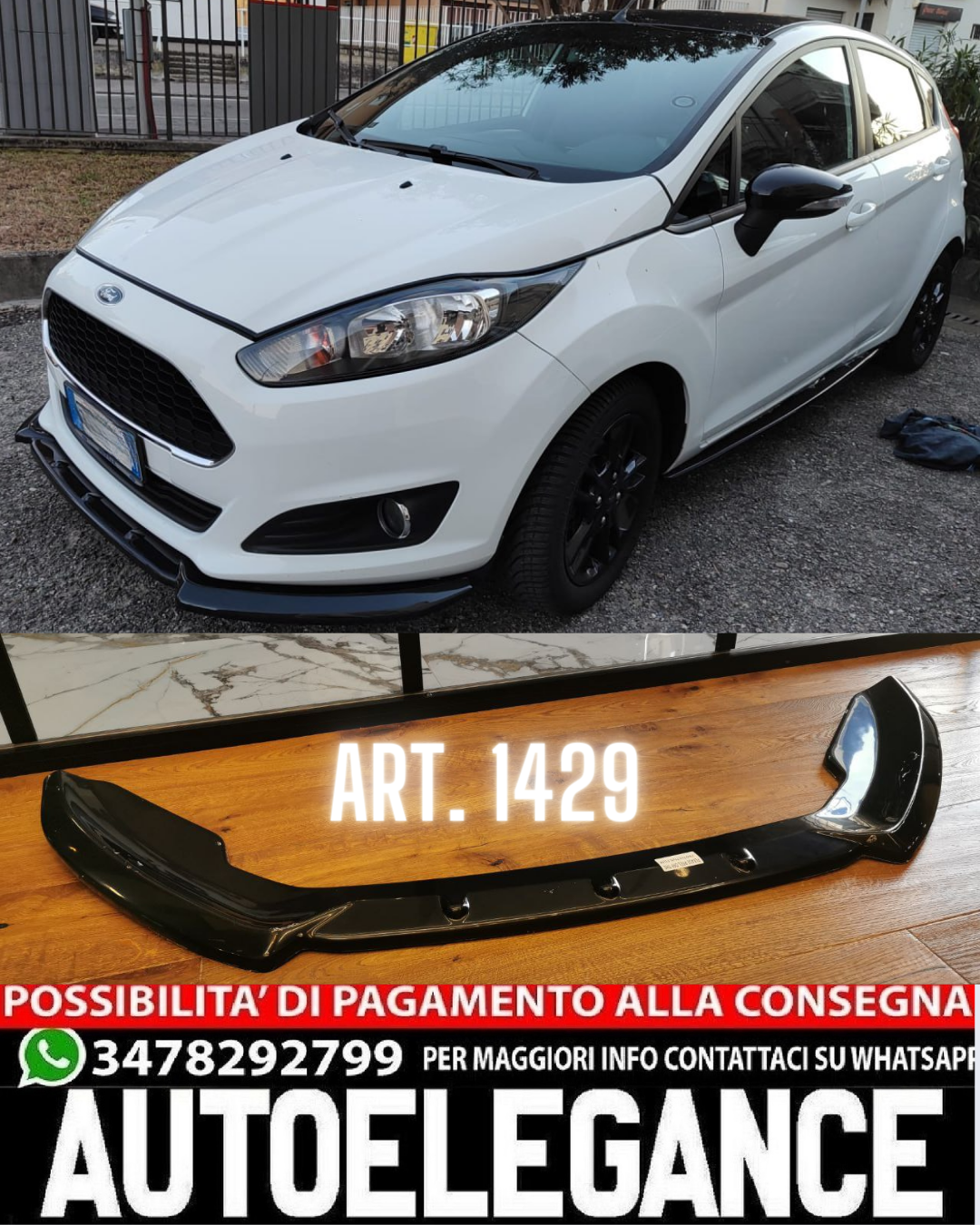 SPLITTER ADATTO PER FORD FIESTA MK7 FL 2012-2017 STANDARD LOOK NERO LUCIDO