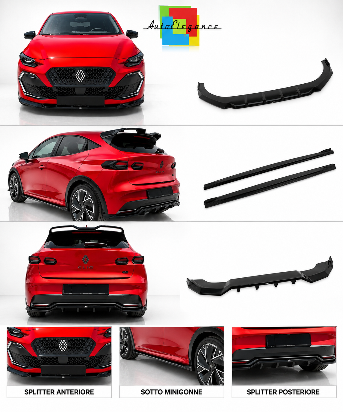 👉Bodykit adatto per Renault Clio MK6 2025- (Nero Lucido)👈