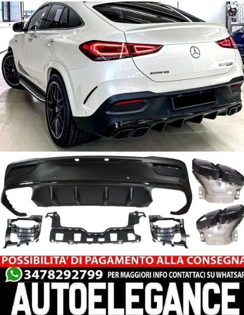 🔥1463 DIFFUSORE NERO ADATTO PER MERCEDES W167 C167 GLE COUPE LOOK 63 AMG🔥