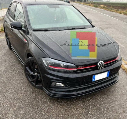 SPLITTER ADATTO PER VW POLO AW1 GTI GTD RLINE LOOK NERO LUCIDO DESIGN SPORTIVO