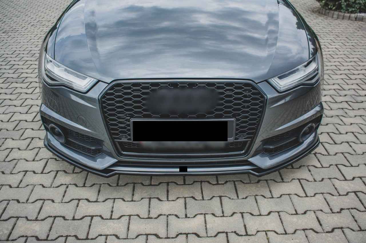 SPLITTER ANTERIORE ADATTO PER AUDI A6 4G C7 LOOK NERO LUCIDO DESIGN SPORTIVO