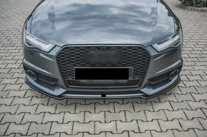 SPLITTER ANTERIORE ADATTO PER AUDI A6 4G C7 LOOK NERO LUCIDO DESIGN SPORTIVO