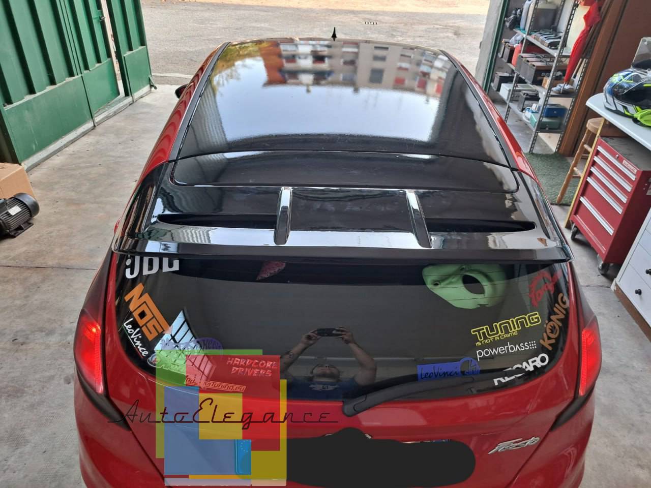 ROOF SPOILER SUITABLE FOR FORD FIESTA MK7 2008-2017 ST LOOK GLOSSY BLACK + 3RD STOP