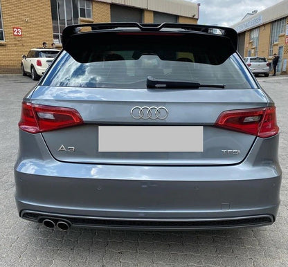 SPOILER ADATTO PER AUDI A3 8V 2012-2020 SPORTBACK LOOK SPORTIVO NERO LUCIDO