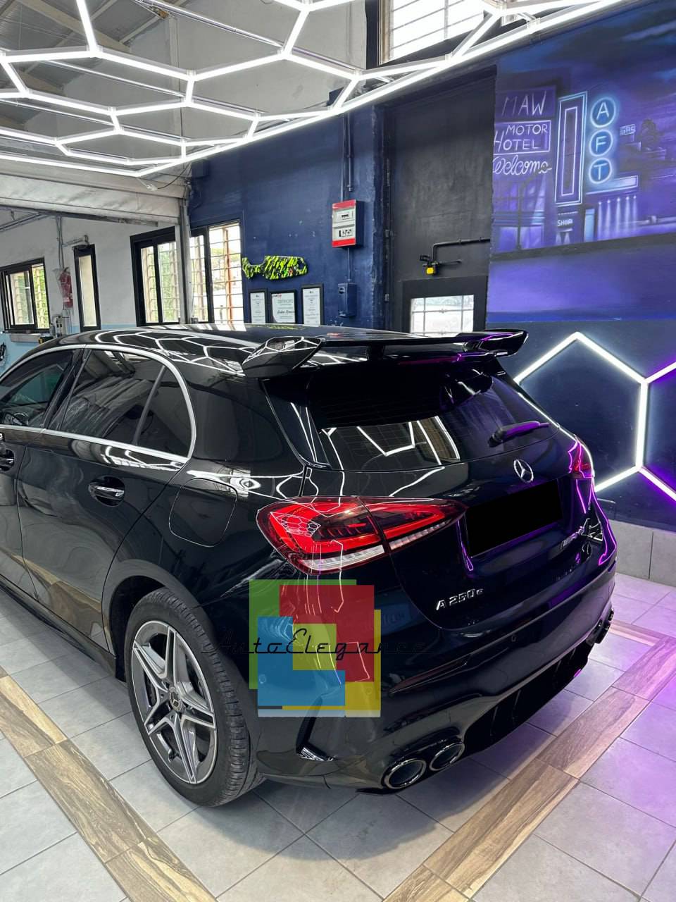 DIFFUSORE ADATTO PER MERCEDES CLASSE A W177 AMG + TERMINALI NERI LOOK A45S