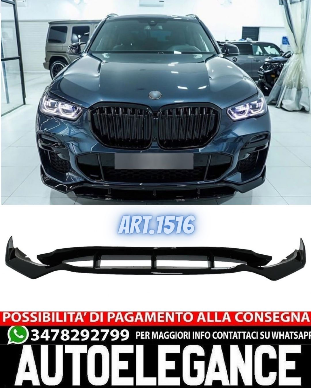 SPLITTER SUITABLE FOR BMW X5 G05 2018-2022 GLOSSY BLACK LOOK SPORTY DESIGN