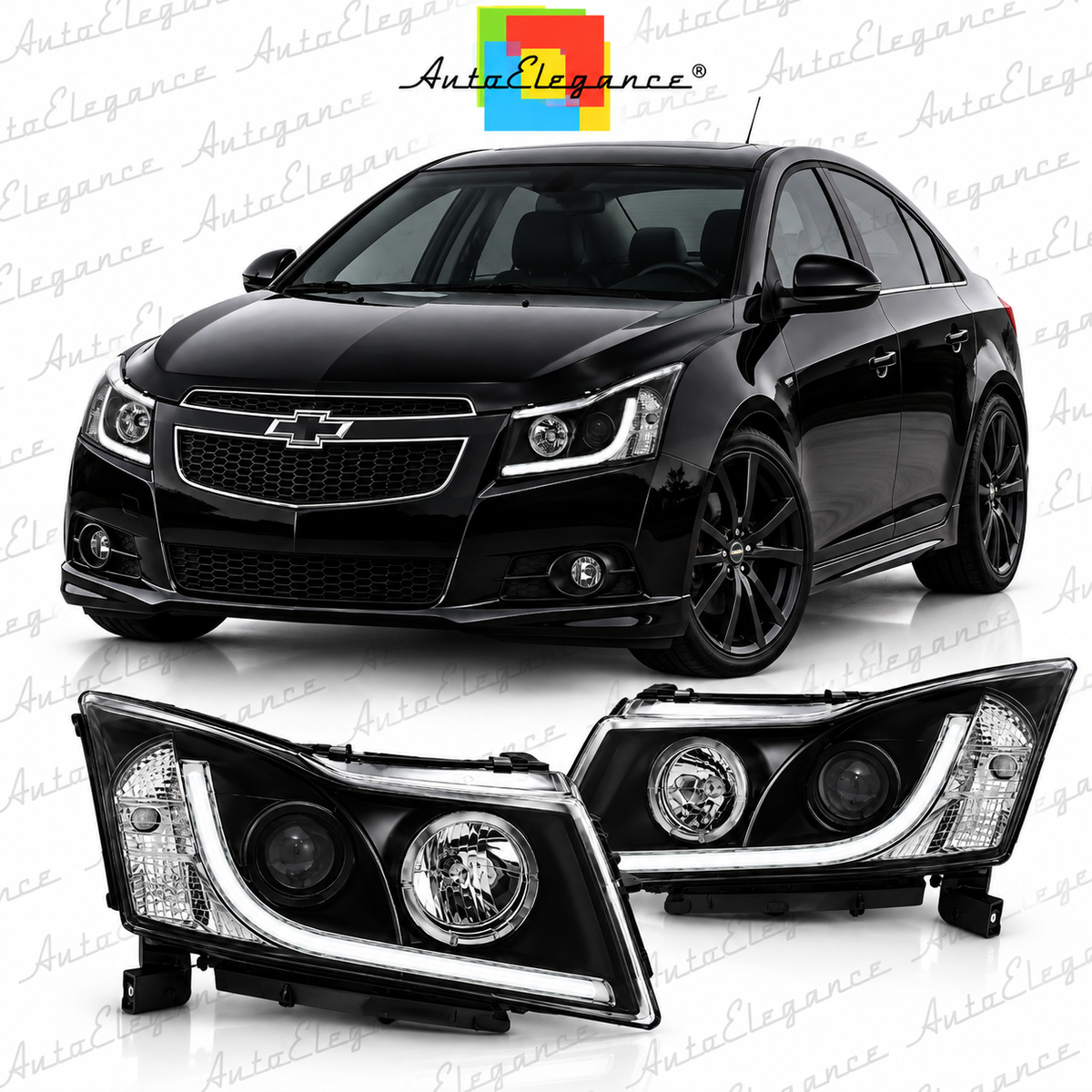 ART.5547 FARI ANTERIORI ADATTO PER CHEVROLET CRUZE 09-12  NERO