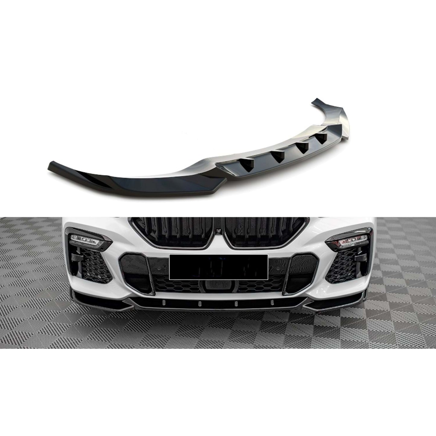🔥BMW X6 G06 MAX M LIP ANTERIORE PIANO NERO IN PLASTICA VUOTA / 2019–SU (V1)🔥