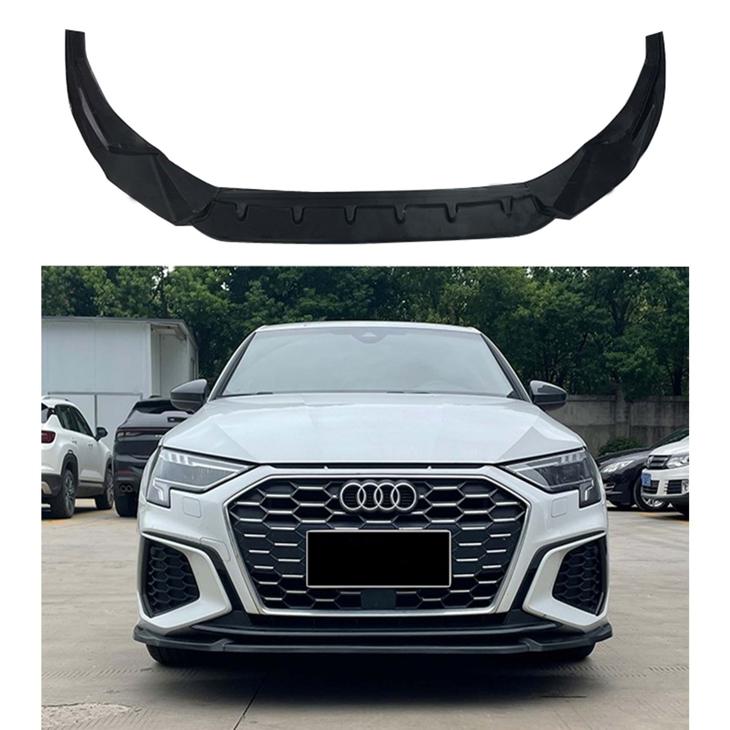 🔥AUDI A3 8Y MAX LIP ANTERIORE PIANO NERO IN PLASTICA VUOTA / 2021🔥