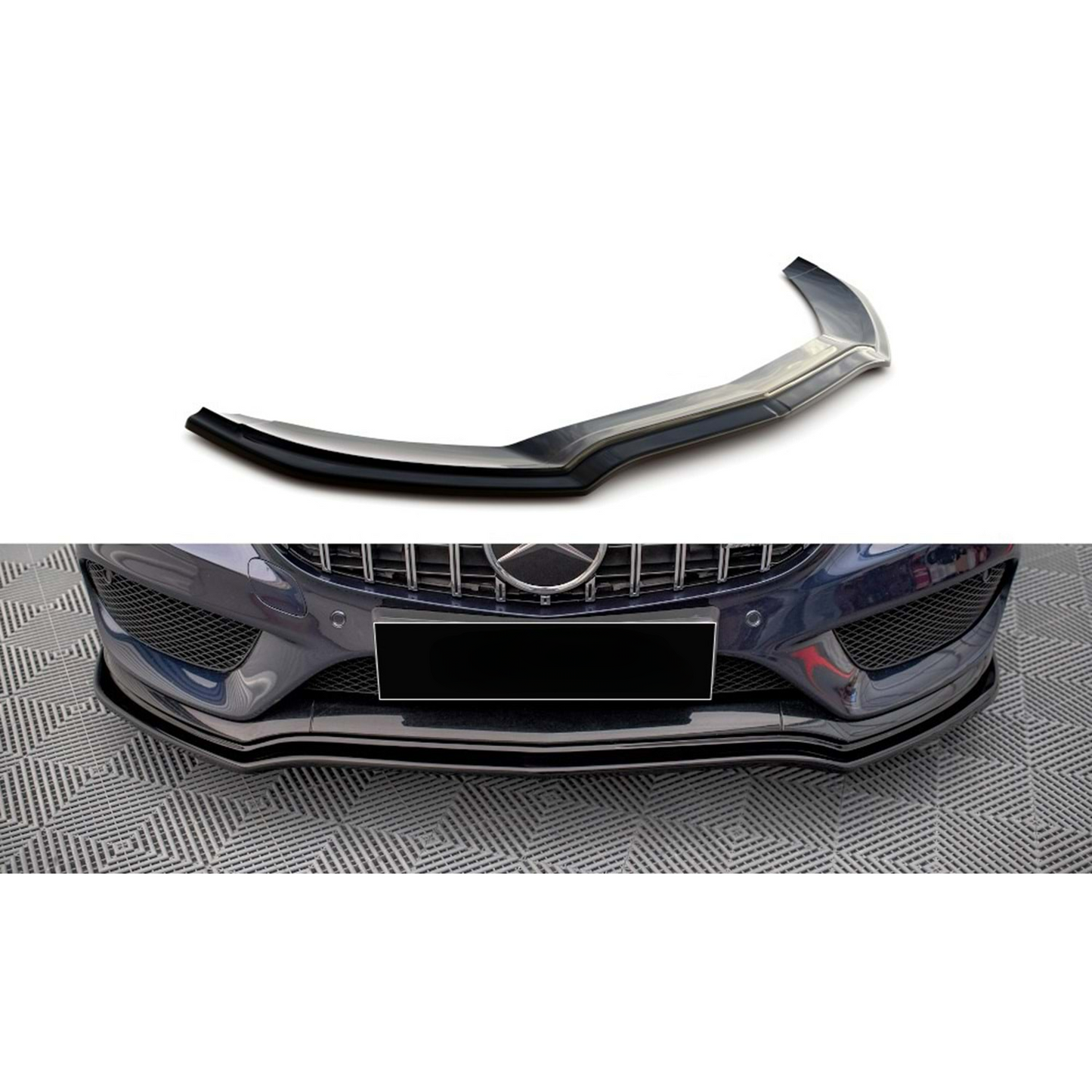 W205 Max V1 AMG C43 Labbro Anteriore Piano Nero Vuoto Plastica 2015-2018