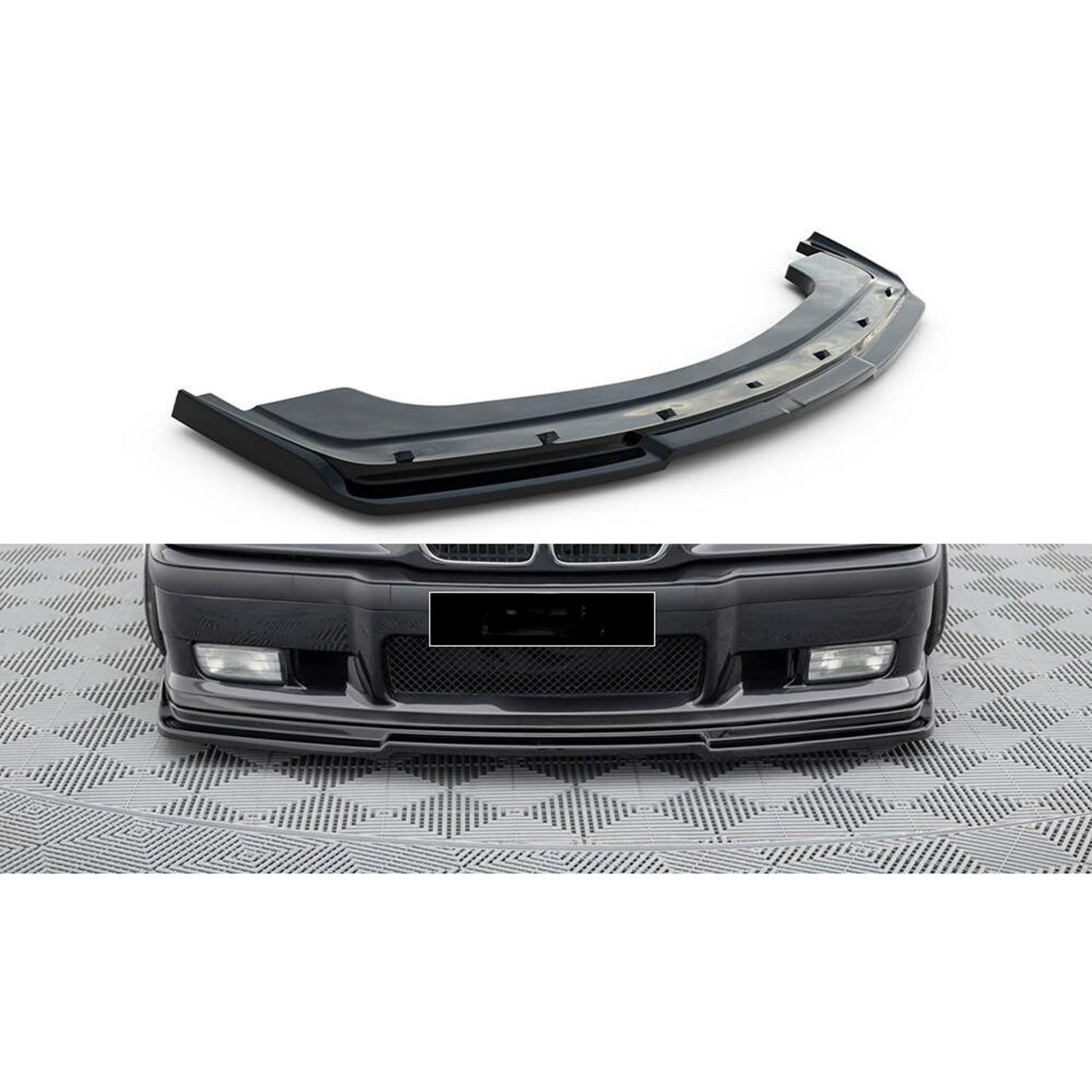 🔥LIP ANTERIORE ADATTO PER BMW E36 PIANO NERO IN PLASTICA VUOTA / 1990–2000🔥