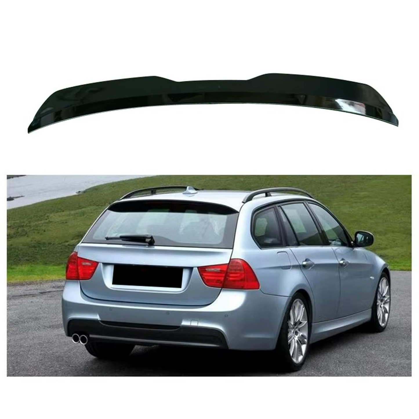 E91 Station Wagon Max Spoiler Tetto Posteriore Pianoforte Nero Vuoto Plastica/ 2004-2011