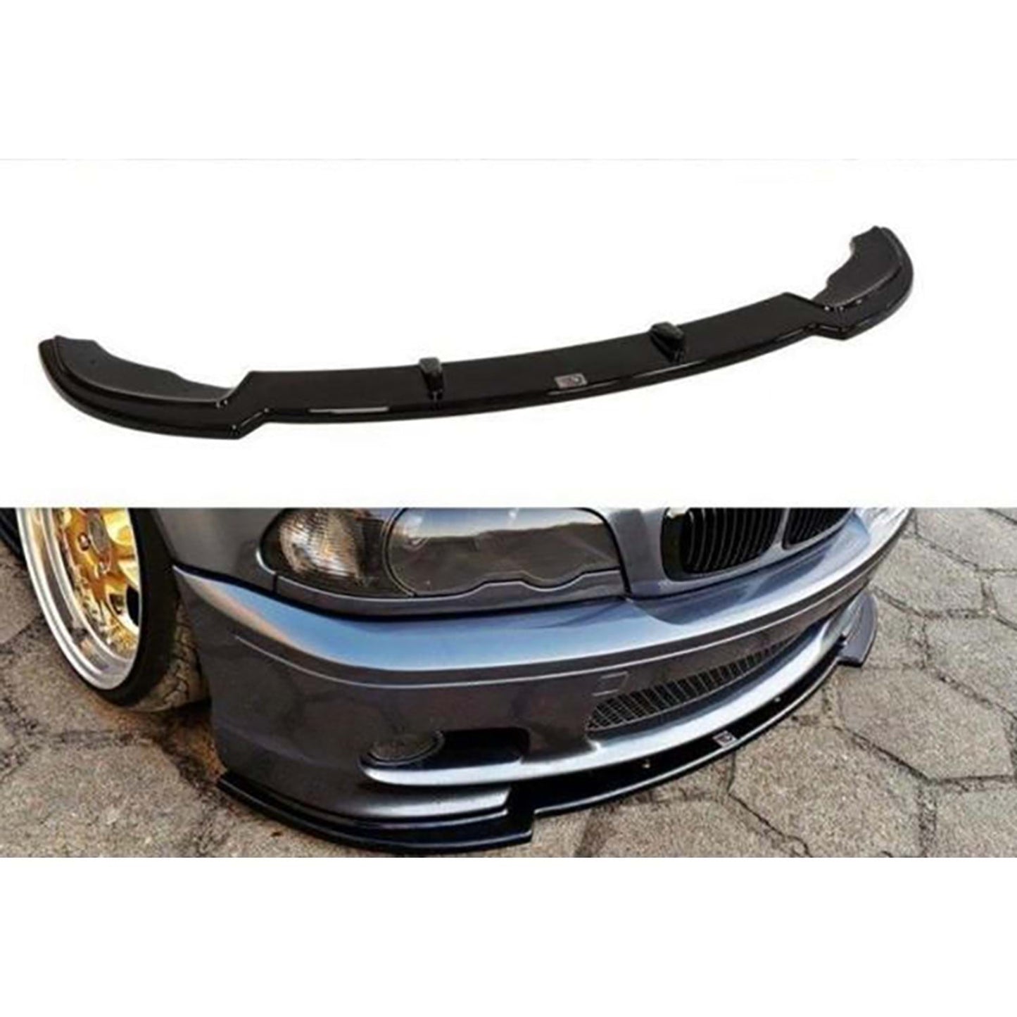 🔥BMW E46 M SPORT / TECHNIC MAX V1 FRONT LIP PIANO BLACK IN VACUUM PLASTIC🔥