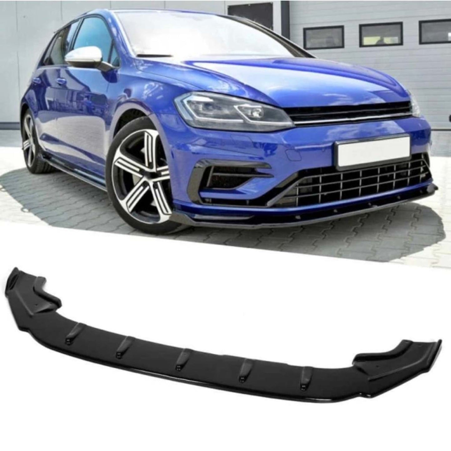 Golf 7 FL R Max V1 Front Lip Piano Black Vacuum Plastic / 2017-2019