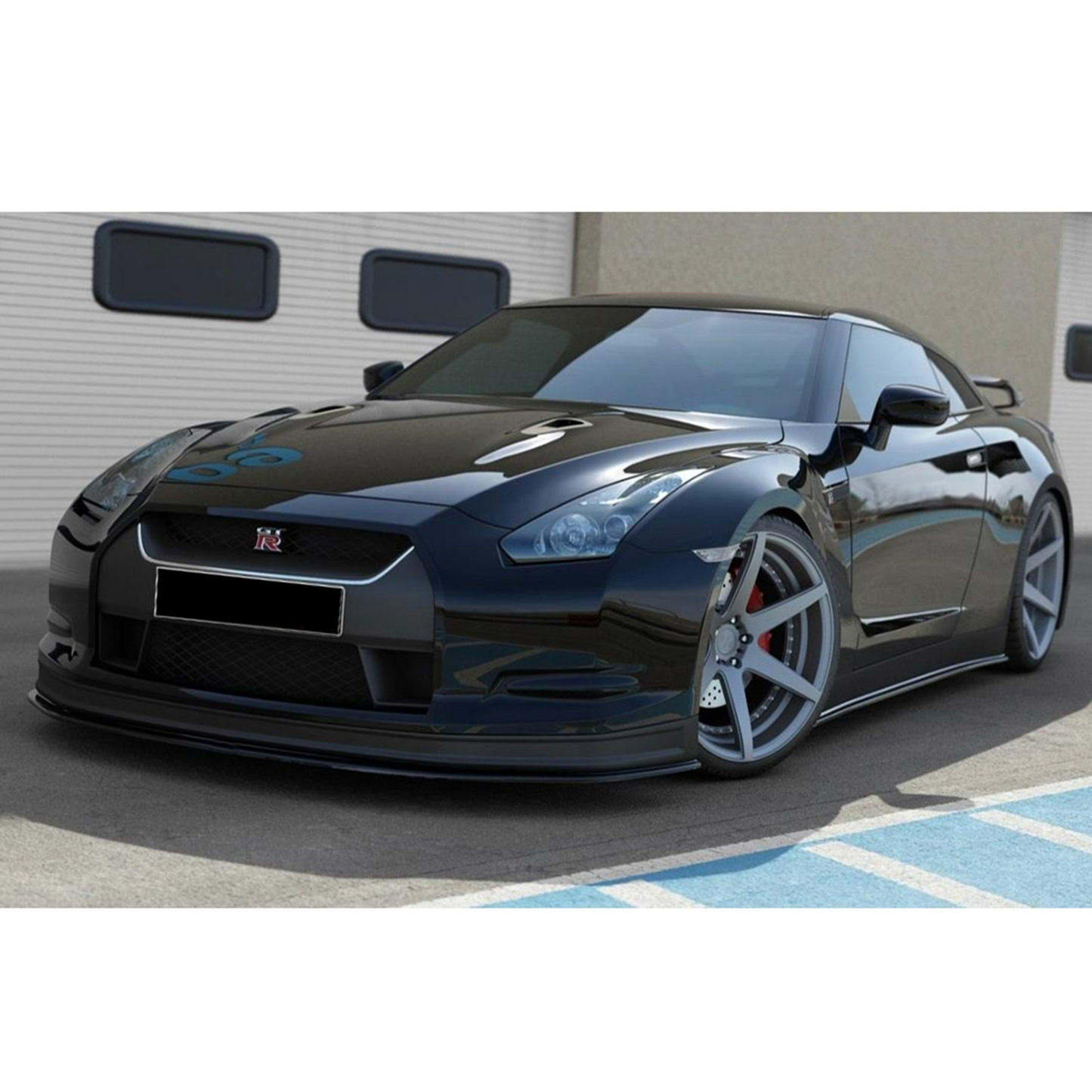 GT-R R35 MK1 Max V2 Labbro Anteriore Piano Nero Vuoto Plastica / 2007-2010