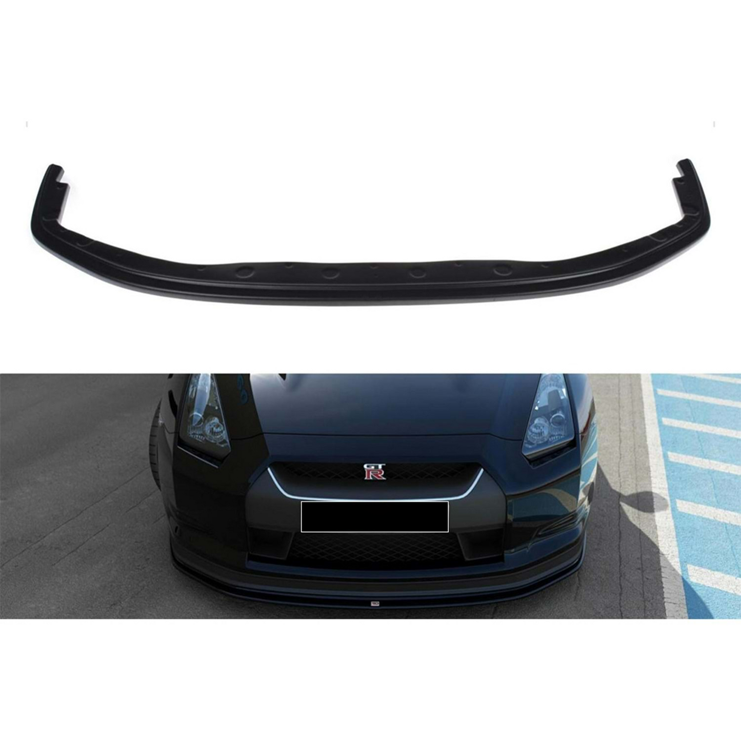 GT-R R35 MK1 Max V2 Labbro Anteriore Piano Nero Vuoto Plastica / 2007-2010