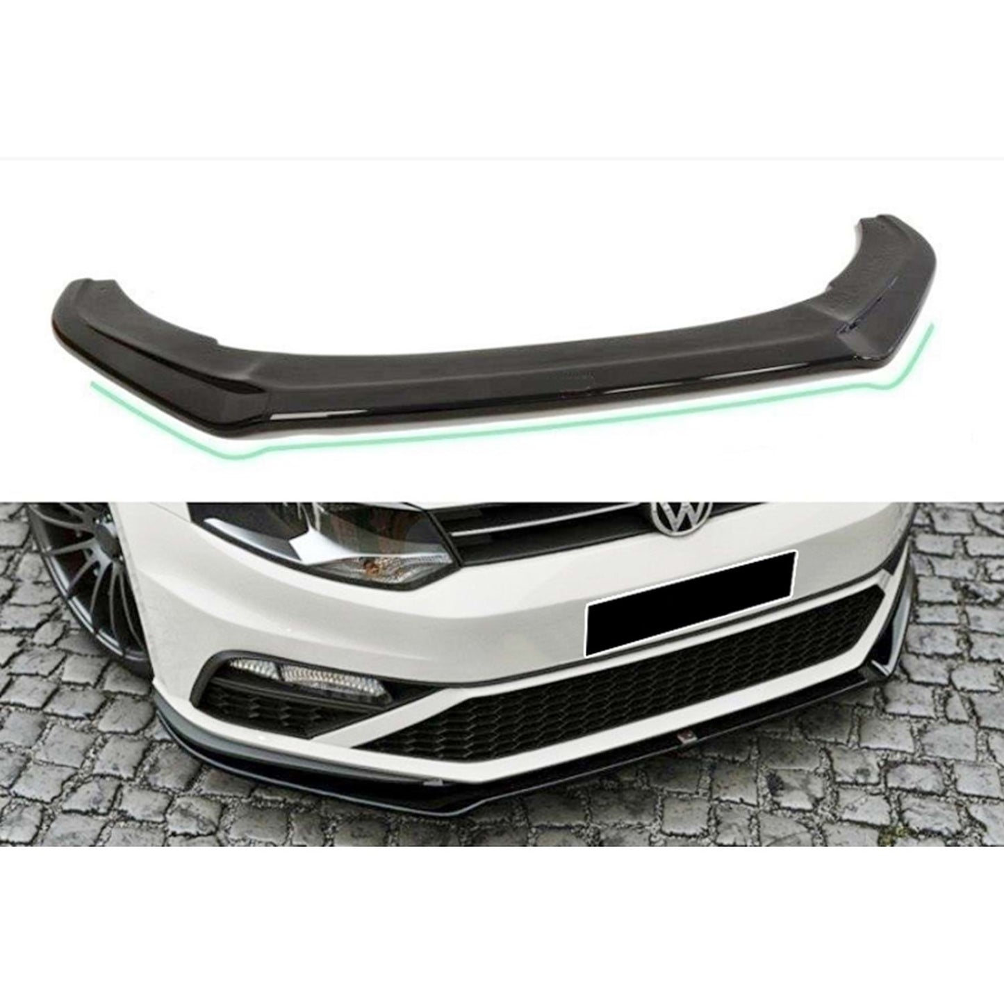 🔥POLO MK5 GTI MAX V2 FRONT LIP PIANO BLACK IN VACUUM PLASTIC / 2014–2017🔥