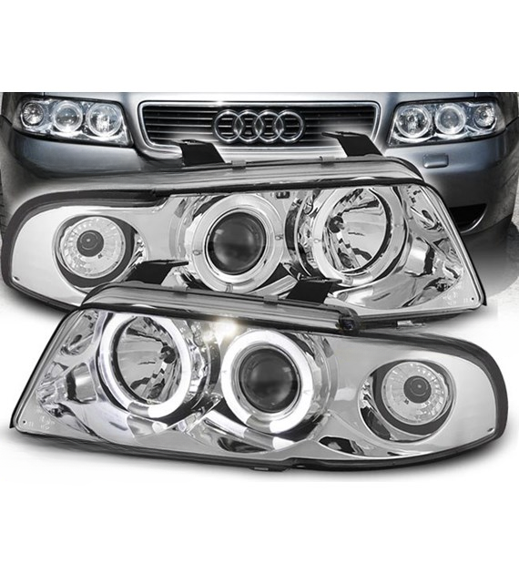 💫ART.6149 FARI ANTERIORI OCCHI D'ANGELO CROMATI per AUDI A4 11.94-12.98💫