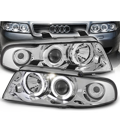 💫ART.6149 FARI ANTERIORI OCCHI D'ANGELO CROMATI per AUDI A4 11.94-12.98💫