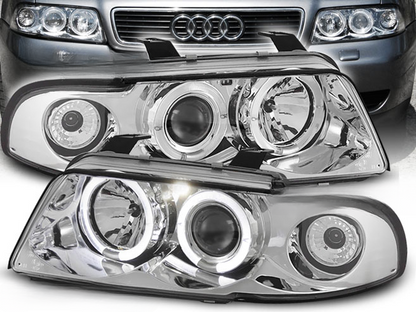FARI ANTERIORI ANGEL EYES CROMATI ADATTI per AUDI A4 11.94-12.98