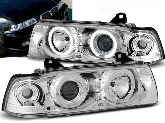💫ART.6183 LPBM03 FARI OCCHI D'ANGELO CROMATI per BMW E36 1990-1999 C/C💫