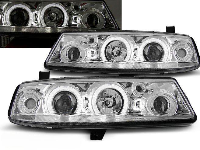 💫ART.6153 FARI ANTERIORI per OPEL CALIBRA 09.90-06.97 OCCHI D'ANGELO CROMATI💫