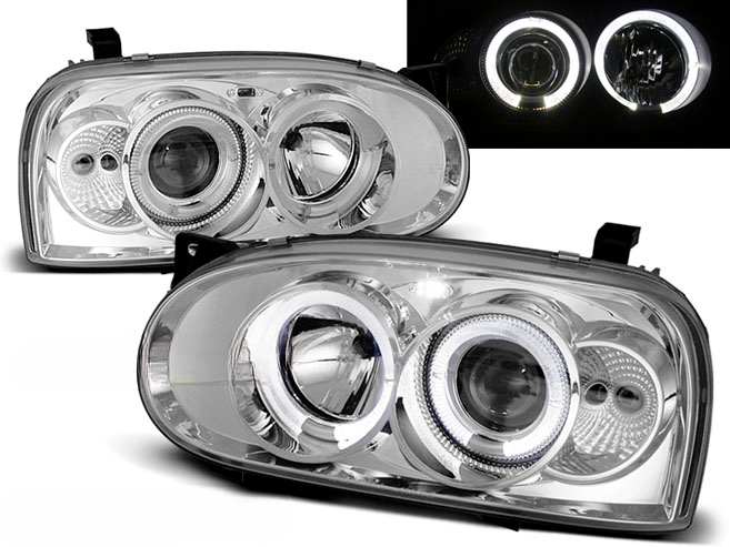 CHROME ANGEL EYES HEADLIGHTS for VW GOLF 3 09.91-08.97 