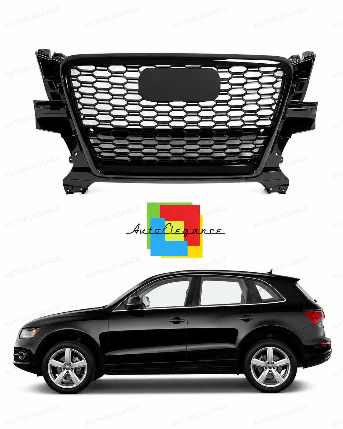 👉Griglia stile RSQ5 per Audi Q5 (8R) (2008-2012) Nero lucido👈