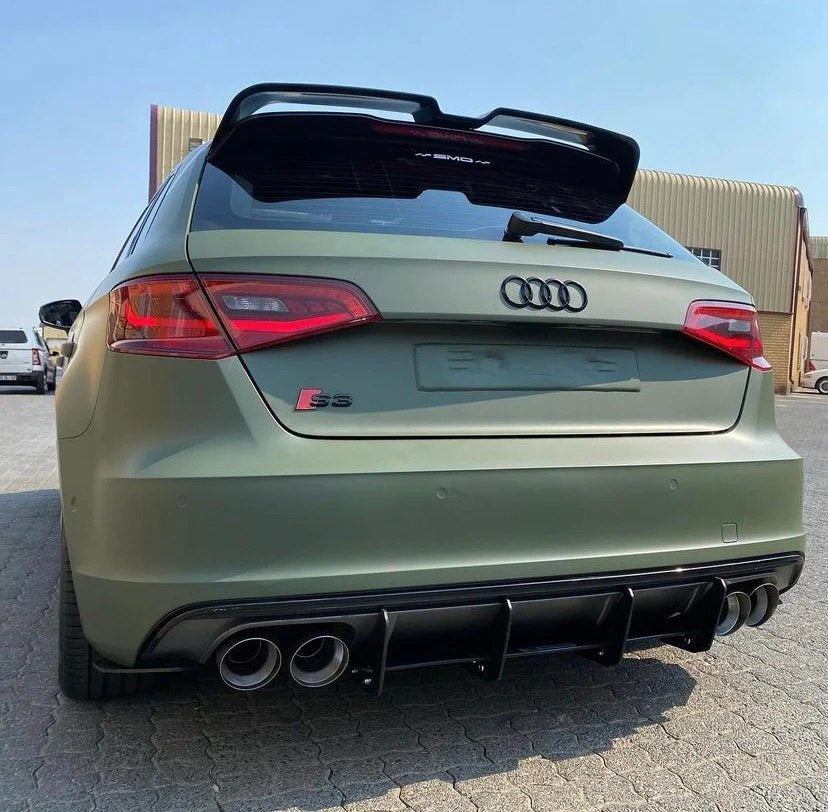 SPOILER ADATTO PER AUDI A3 8V 2012-2020 SPORTBACK LOOK SPORTIVO NERO LUCIDO