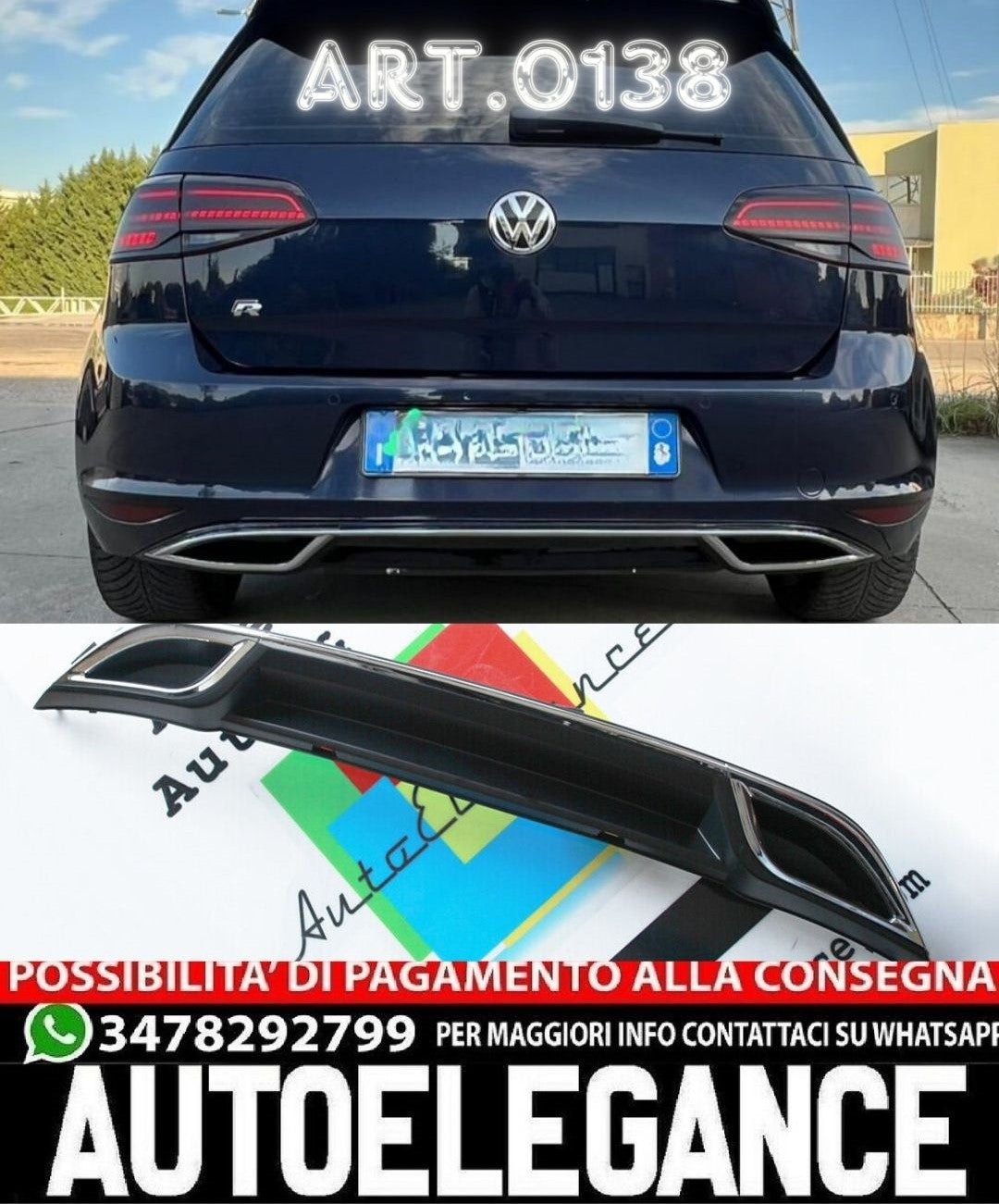 ✨0138 DIFFUSORE ADATTO PER VW GOLF 7 2012-2016 LOOK R DESIGN SPORTIVO✨