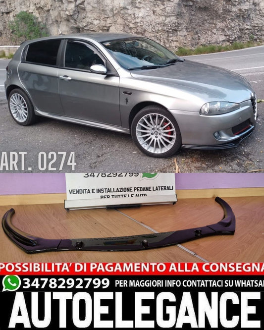 SPLITTER 3 PEZZI ADATTO PER ALFA ROMEO 147 LOOK NERO LUCIDO DESIGN SPORTIVO