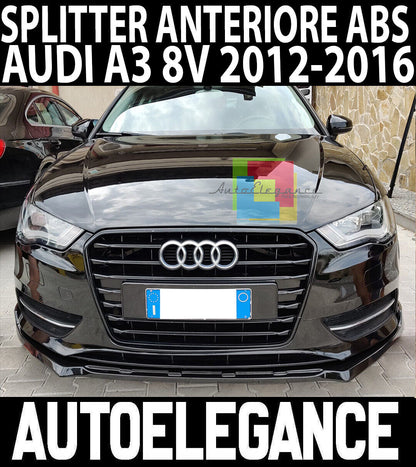 SPLITTER ADATTO PER AUDI A3 8V 2012-2016 STANDARD SLINE NERO LUCIDO