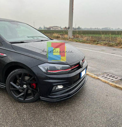 SPLITTER ADATTO PER VW POLO AW1 GTI GTD RLINE LOOK NERO LUCIDO DESIGN SPORTIVO