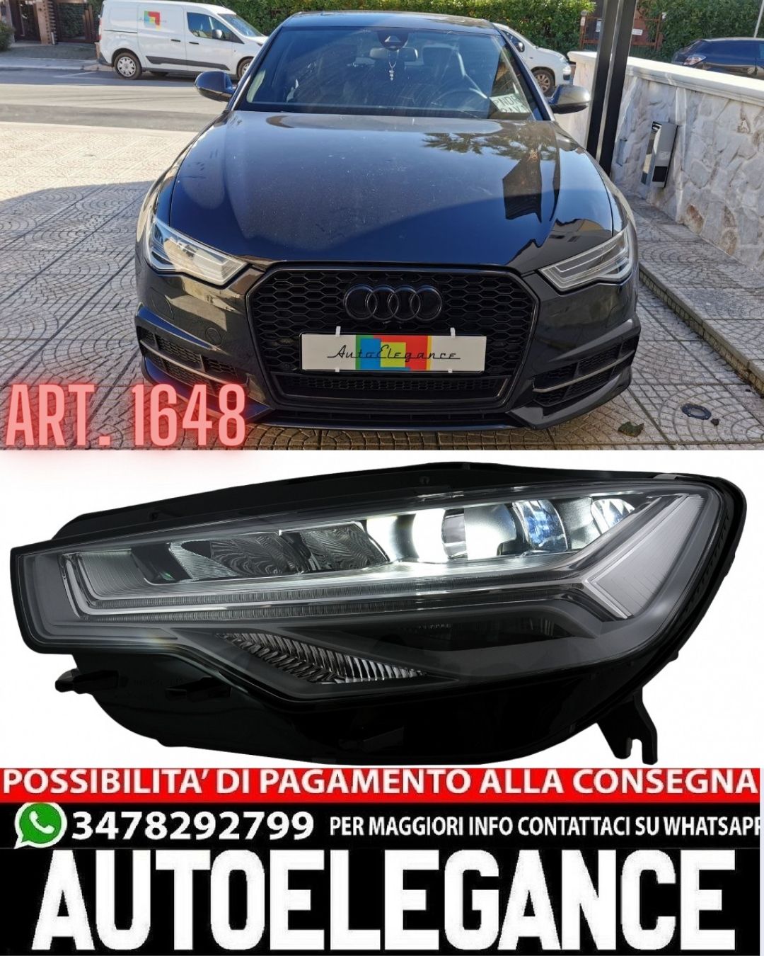 FARI ANTERIORI ADATTI PER AUDI A6 4G 2011-2014 XENON LOOK LIFT FULL LED