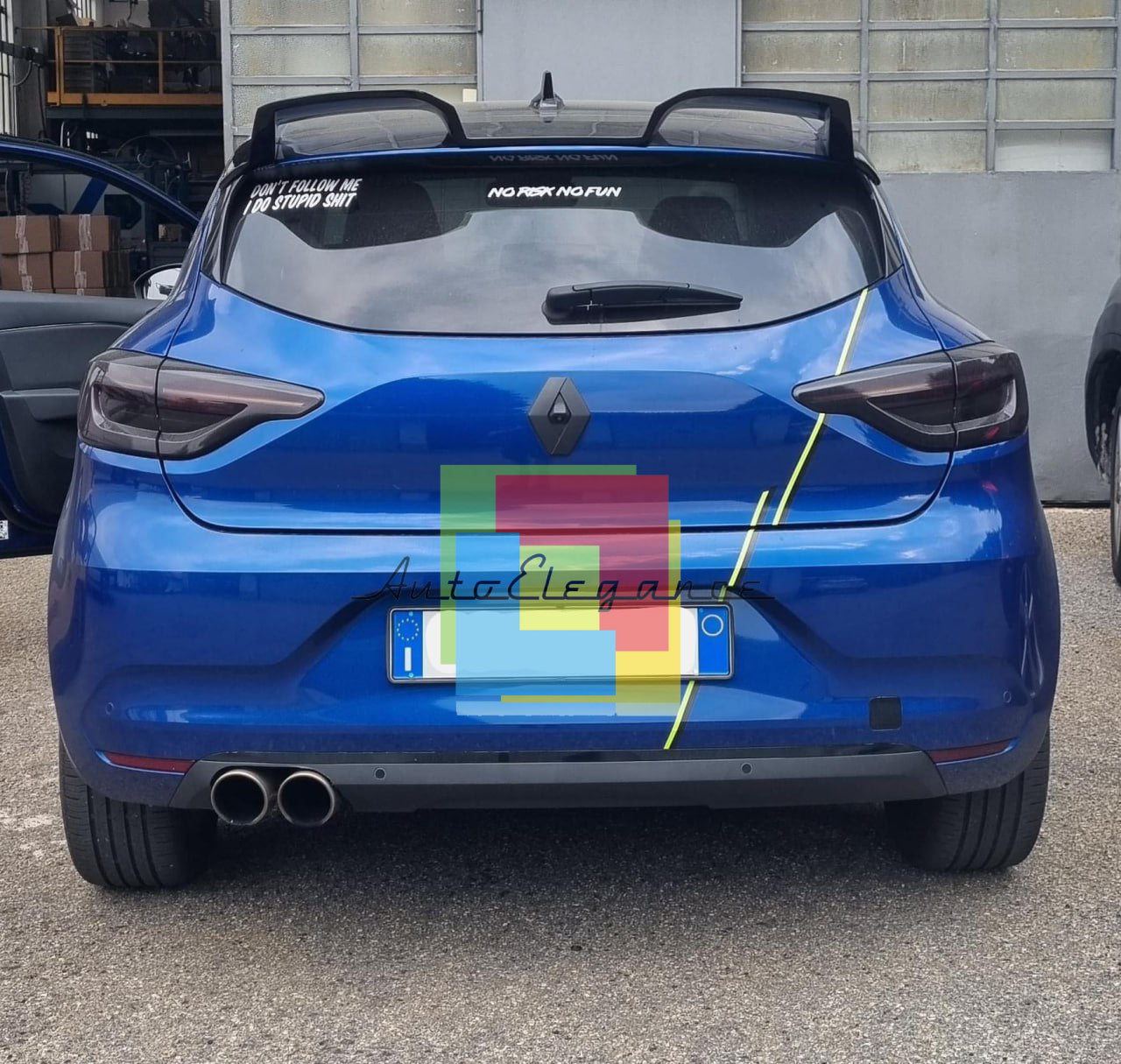 SPOILER TETTO ADATTO PER RENAULT CLIO 5 V 2019+ LOOK NERO LUCIDO DESIGN SPORTIVO