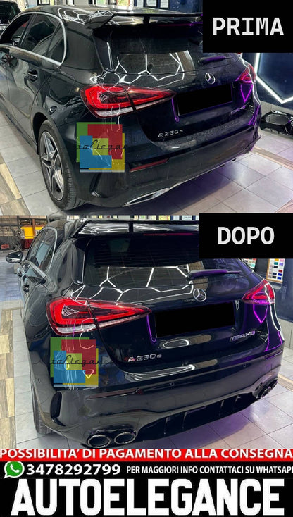 💎DIFFUSORE POSTERIORE PER MERCEDES A W177 AMG SOTTO TERMINALI NERI A45S💎