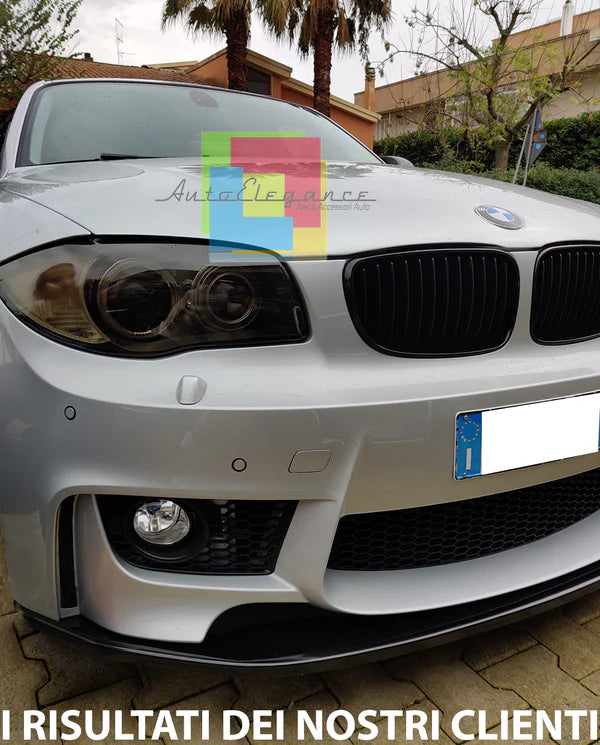 ❄️BMW SERIE 1 E81 E87 E82 E88 M1 SPLITTER PARAURTI ANTERIORE NERO LUCIDO LAMA❄️