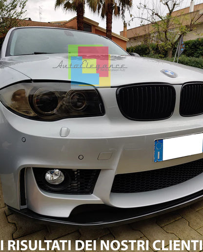 ❄️BMW SERIE 1 E81 E87 E82 E88 M1 SPLITTER PARAURTI ANTERIORE NERO LUCIDO LAMA❄️